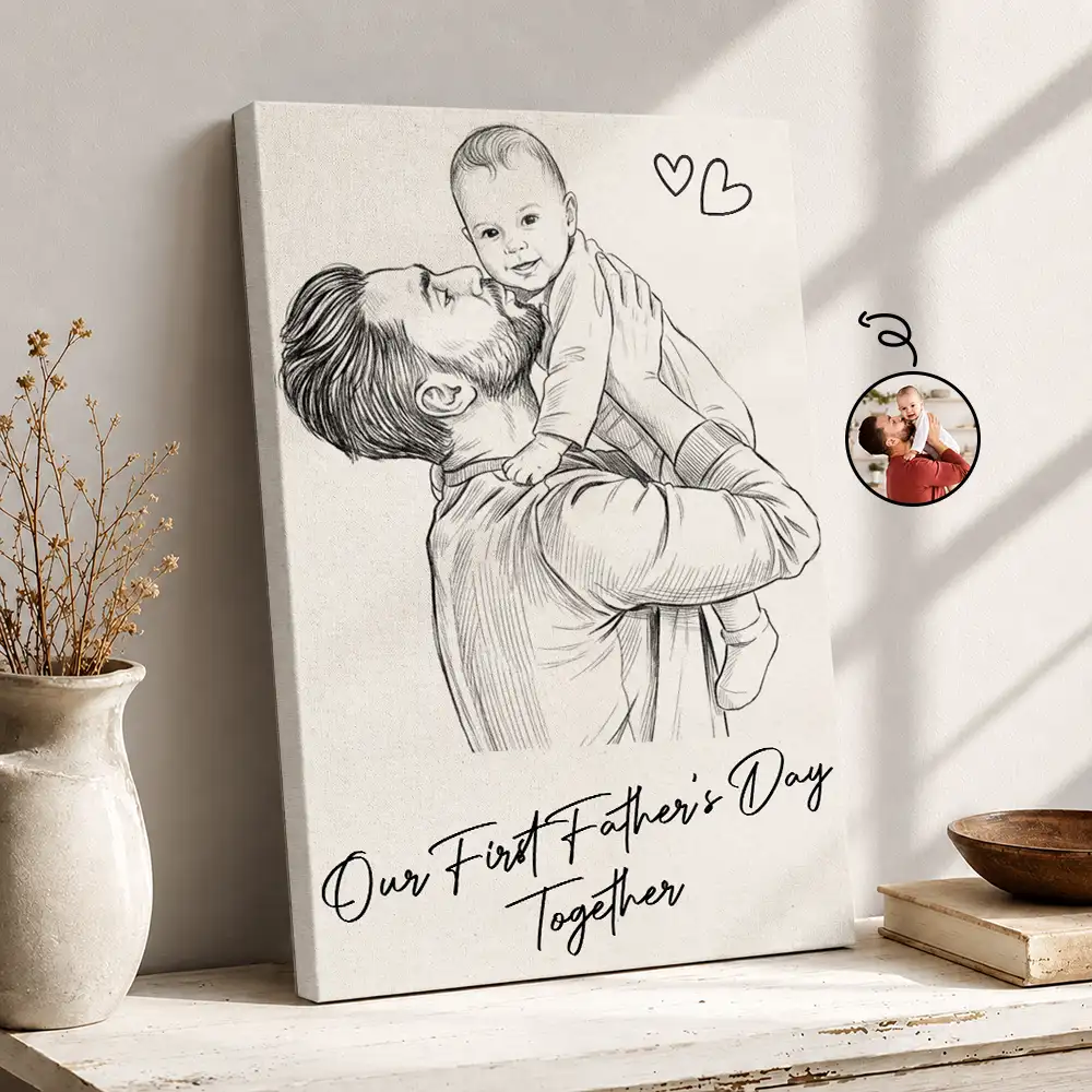 Gift For Father,New Dad,Gift For Grandpa,Top Market,Non-Eng,Photo - Pencil Sketch,Adorable - Custom Photo Pencil Sketch Forever Your Little Girl - Personalized Poster