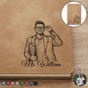 Grateful,Art Design,Teacher,Back To School,Retirement,Photo - Pencil Sketch - Remove BG - Custom Photo Pencil Sketch Funny Things My Students - Personalized Leather Journal