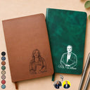 Grateful,Art Design,Teacher,Back To School,Retirement,Photo - Pencil Sketch - Remove BG - Custom Photo Pencil Sketch Funny Things My Students - Personalized Leather Journal