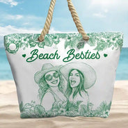 Custom Photo,Beach,Art Design,Summer,Gift For Bestie,Playful,Photo - Pencil Sketch - Remove BG - Custom Photo Pencil Sketch Girls Trip Family Trip - Personalized Beach Bag