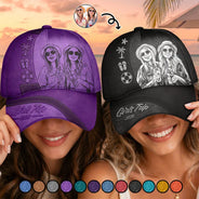 Custom Photo Pencil Sketch Girls Trip Family Trip Summer - Personalized Classic Cap