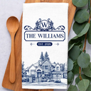 Art Design,New House,Married Couple,Gift For Couples,Photo - Pencil Sketch - Remove BG (For Landscape),Happy - Custom Photo Pencil Sketch Happy Family Monogram Married Couple New Home - Personalized Kitchen Towel