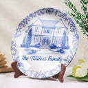 Custom Photo,Family,Happy - Custom Photo Pencil Sketch House Sketch Where Love Never Ends - Personalized Ceramic Plate
