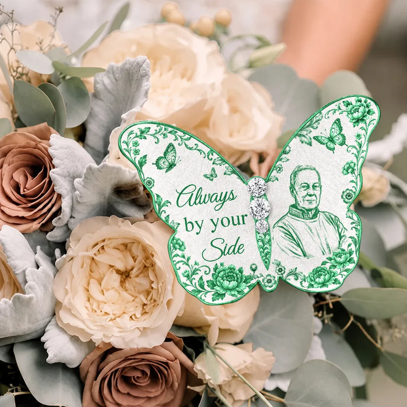 Art Design,Sentimental,Family,Wedding,Photo - Pencil Sketch - Remove BG - Custom Photo Pencil Sketch I Am Always With You - Personalized Brooch