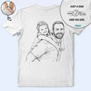 Custom Photo,Gift For Father,Dad - Daughters (Young),Happy - Custom Photo Pencil Sketch Just A Dad And His Girl - Personalized T Shirt