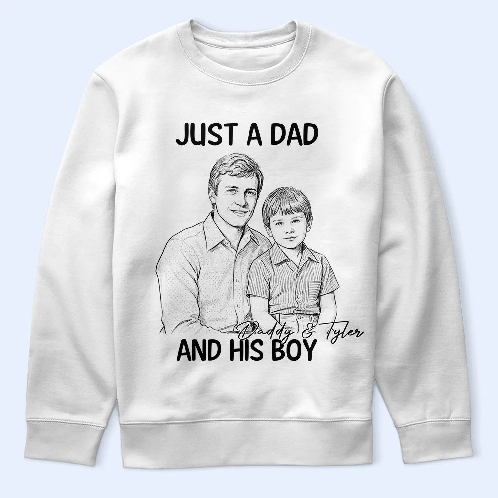 Gift For Father,Custom Photo,Dad - Daughters (Young),Photo - Pencil Sketch,Proud - Custom Photo Pencil Sketch Portrait A Dad And His Girl - Personalized T Shirt