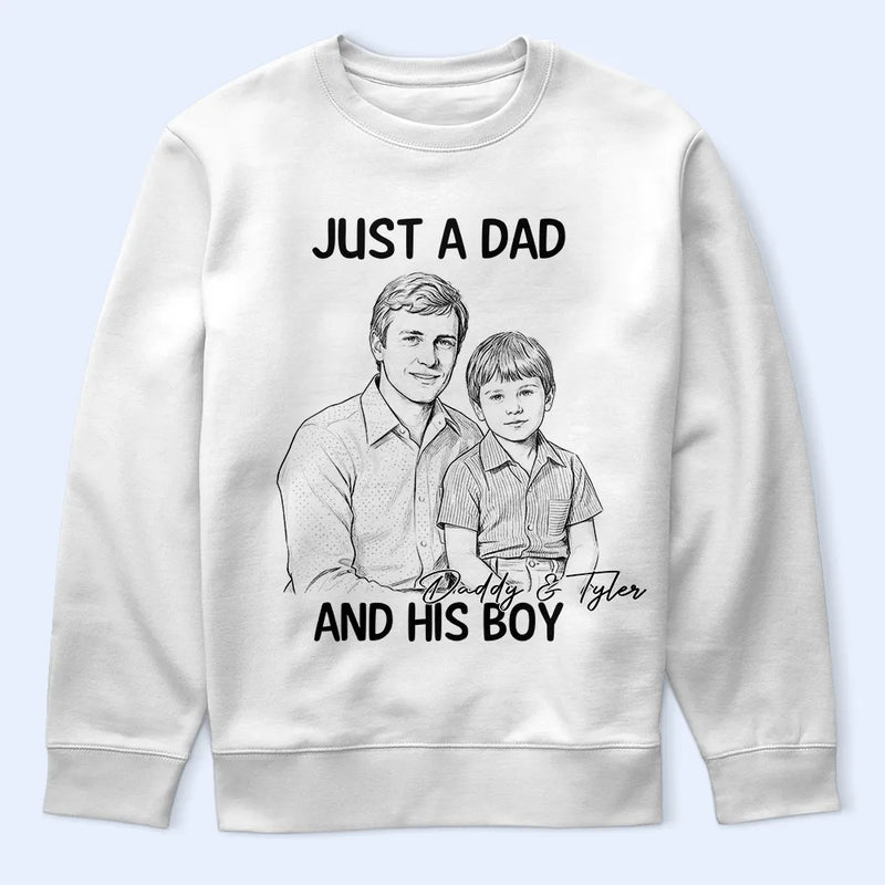 Gift For Father,Custom Photo,Dad - Daughters (Young),Photo - Pencil Sketch,Proud - Custom Photo Pencil Sketch Portrait A Dad And His Girl - Personalized T Shirt