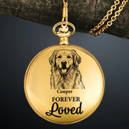 Pet Dad,Dog Dad,Cat Dad,Gift For Men,Sad,Custom Photo - Custom Photo Pencil Sketch Memorial Dog Cat Forever Loved - Personalized Pocket Watch