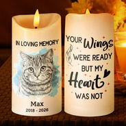 Sad,Pet Lovers,Dog Lovers,Cat Lovers - Custom Photo Pencil Sketch Memorial Pet Loss Your Light Will Always Shine In My Heart - Personalized Flameless LED Candle