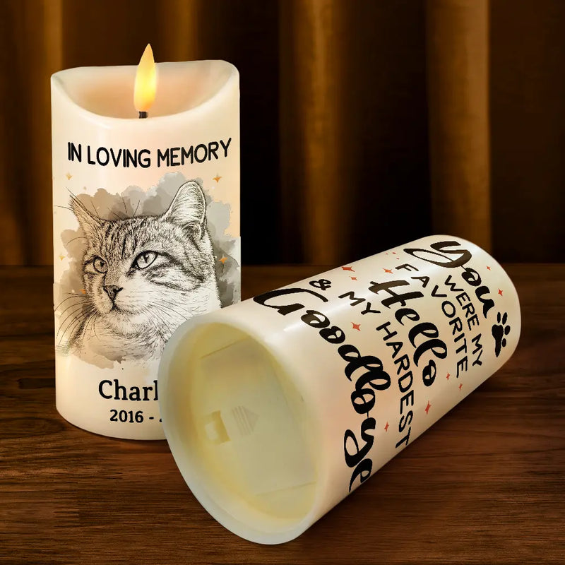 Sad,Pet Lovers,Dog Lovers,Cat Lovers - Custom Photo Pencil Sketch Memorial Pet Loss Your Light Will Always Shine In My Heart - Personalized Flameless LED Candle