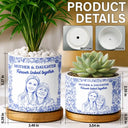 Custom Photo, Gift For Mother, Mom - Daughters (Adult), Happy - Custom Photo Pencil Sketch Mother Never Forget I Love You - Personalized Ceramic Plant Pot