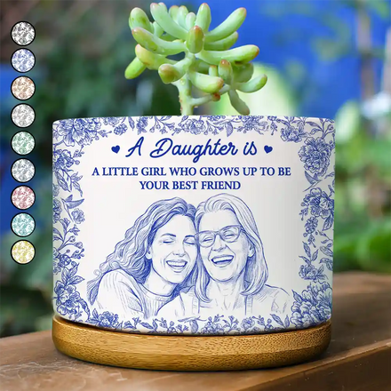 Custom Photo Pencil Sketch Grows Up To Be Your Best Friend - Personalized Ceramic Plant Pot