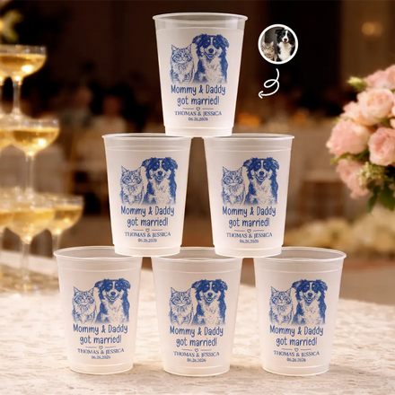 Custom Photo Pencil Sketch My Humans Are Getting Engaged Married - Personalized Frosted Cups