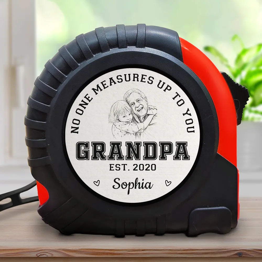Gift For Father,New Dad,Gift For Men,Happy,Non-Eng,Photo - Pencil Sketch - Custom Photo Pencil Sketch New Dad I Love You - Personalized Tape Measure