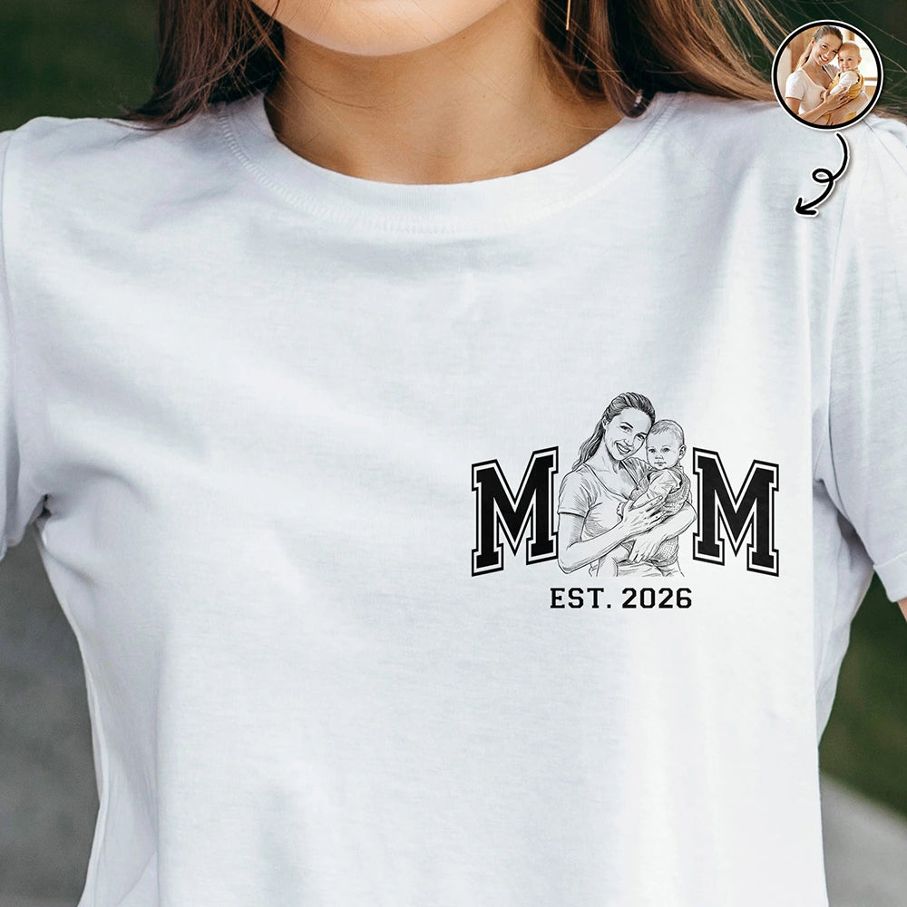 Custom Photo Pencil Sketch New Dad New Mom - Personalized T Shirt