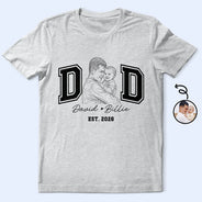 Gift For Father,Gift For Grandpa,Gift For Grandma,Gift For Mother,Non-Eng,Photo - Pencil Sketch,Proud - Custom Photo Pencil Sketch New Dad New Mom Est Year - Personalized T Shirt