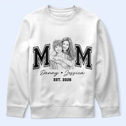 Gift For Father,Gift For Grandpa,Gift For Grandma,Gift For Mother,Non-Eng,Photo - Pencil Sketch,Proud - Custom Photo Pencil Sketch New Dad New Mom Est Year - Personalized T Shirt