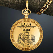 Custom Photo,Gift For Father,Dad - Daughters (Young) - Custom Photo Pencil Sketch No Matter How Much Time Passes - Personalized Pocket Watch