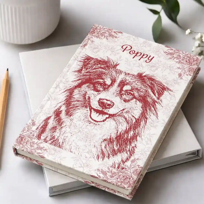 Family, Gift For Bestie, Dog Lovers, Cat Lovers, Happy, Custom Photo, Gift For Mother, Gift For Father - Custom Photo Pencil Sketch Person Dog Cat Portrait - Personalized Hardcover Journal