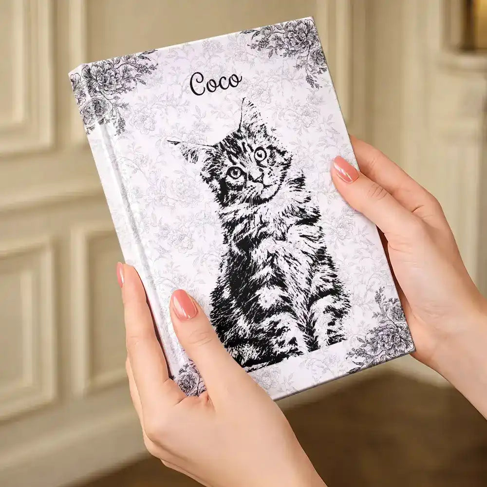 Family, Gift For Bestie, Dog Lovers, Cat Lovers, Happy, Custom Photo, Gift For Mother, Gift For Father - Custom Photo Pencil Sketch Person Dog Cat Portrait - Personalized Hardcover Journal