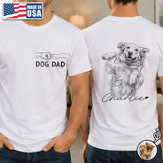 Gift For Mother,Gift For Father,Love,New Dad,New Mom - Custom Photo Pencil Sketch Dog Mom Dog Dad Hand Punch - Personalized T Shirt