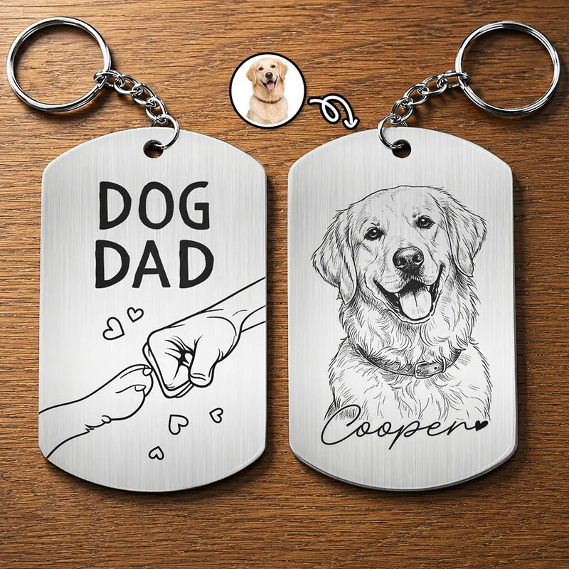 Pet Lovers,Pet Mom,Pet Dad,Dog Lovers,Dog Mom,Dog Dad,Cat Lovers,Cat Mom,Cat Dad,Non-Eng,Photo - Pencil Sketch,Adorable - Custom Photo Pencil Sketch Pet Dad Pet Mom - Personalized Aluminum Keychain
