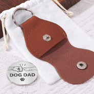 Pet Lovers,Pet Mom,Pet Dad,Dog Lovers,Dog Mom,Dog Dad,Cat Lovers,Cat Mom,Cat Dad,Non-Eng,Photo - Pencil Sketch,Adorable - Custom Photo Pencil Sketch Pet Dad Pet Mom - Personalized Leather Pocket Hug