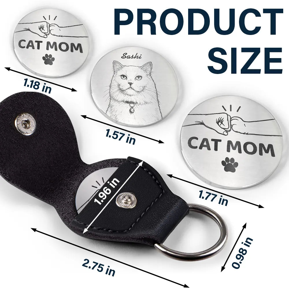 Pet Lovers,Pet Mom,Pet Dad,Dog Lovers,Dog Mom,Dog Dad,Cat Lovers,Cat Mom,Cat Dad,Non-Eng,Photo - Pencil Sketch,Adorable - Custom Photo Pencil Sketch Pet Dad Pet Mom - Personalized Leather Pocket Hug