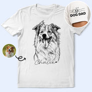 Pet Lovers,Pet Mom,Pet Dad,Dog Lovers,Dog Mom,Dog Dad,Cat Lovers,Cat Mom,Cat Dad,Non-Eng,Photo - Pencil Sketch,Adorable - Custom Photo Pencil Sketch Pet Dad Pet Mom - Personalized T Shirt