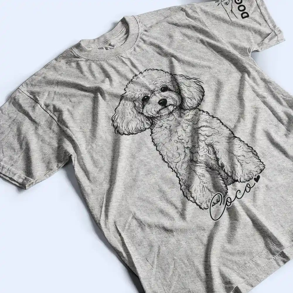 Pet Lovers,Pet Mom,Pet Dad,Dog Lovers,Dog Mom,Dog Dad,Cat Lovers,Cat Mom,Cat Dad,Non-Eng,Photo - Pencil Sketch,Adorable - Custom Photo Pencil Sketch Pet Dad Pet Mom - Personalized T Shirt