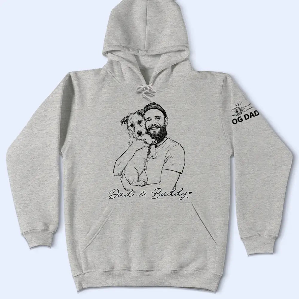 Pet Lovers,Pet Mom,Pet Dad,Dog Lovers,Dog Mom,Dog Dad,Cat Lovers,Cat Mom,Cat Dad,Non-Eng,Photo - Pencil Sketch,Adorable - Custom Photo Pencil Sketch Pet Dad Pet Mom - Personalized T Shirt