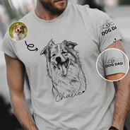 Pet Lovers,Pet Mom,Pet Dad,Dog Lovers,Dog Mom,Dog Dad,Cat Lovers,Cat Mom,Cat Dad,Non-Eng,Photo - Pencil Sketch,Adorable - Custom Photo Pencil Sketch Pet Dad Pet Mom - Personalized T Shirt