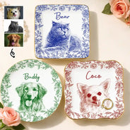 Custom Photo,Pet Lovers,Pet Mom,Pet Dad,Happy - Custom Photo Pencil Sketch Pet Photo - Personalised Ring Dish