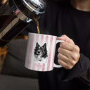 Pet Lovers, Pet Mom, Happy - Custom Photo Pencil Sketch Pet Portrait & Name - Personalized White Edge-to-Edge Mug