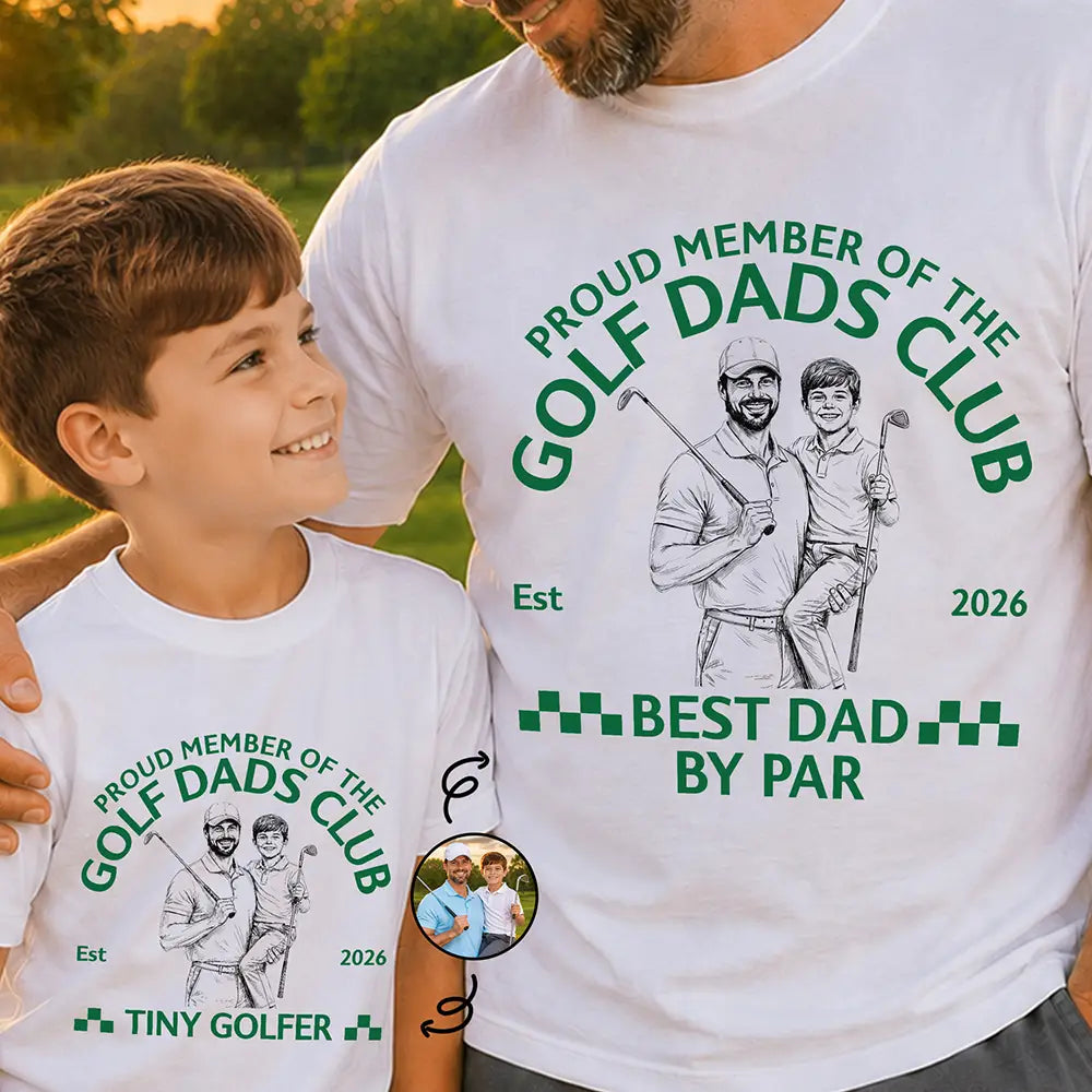 Gift For Father,Custom Photo,Art Design,Golf,Proud,Photo - Pencil Sketch - Remove BG - Custom Photo Pencil Sketch Proud Member Of The Golf Dads Club - Personalized T Shirt