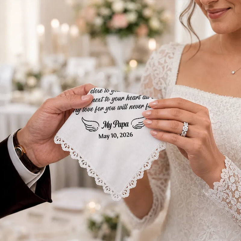 Art Design,Sympathetic,Gift For Couples,Wedding,Photo - Pencil Sketch - Bold,Custom Text - Custom Photo Pencil Sketch Remembrance Wedding For Bride Groom - Personalized Handkerchief