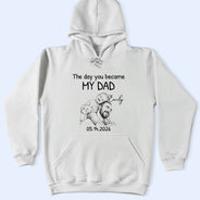 Custom Photo,New Dad,New Mom,New baby,Gift For Father,Photo - Pencil Sketch,Adorable - Custom Photo Pencil Sketch The Day You Became My Mom Dad - Personalized T Shirt