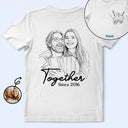 Custom Photo,Art Design,Gift For Couples,Romantic,Photo - Pencil Sketch - Remove BG - Custom Photo Pencil Sketch Together Since Couple - Personalized T Shirt