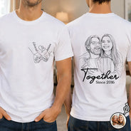 Custom Photo,Art Design,Gift For Couples,Romantic,Photo - Pencil Sketch - Remove BG - Custom Photo Pencil Sketch Together Since Couple - Personalized T Shirt