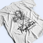 Custom Photo,Art Design,Gift For Couples,Romantic,Photo - Pencil Sketch - Remove BG - Custom Photo Pencil Sketch Together Since Couple - Personalized T Shirt