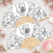 Grateful,Art Design,Gift For Bestie,Wedding,Photo - Pencil Sketch - Remove BG - Custom Photo Pencil Sketch Toile De Jouy Couple Wedding - Personalized Hand Folding Fans