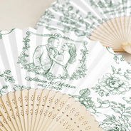 Grateful,Art Design,Gift For Bestie,Wedding,Photo - Pencil Sketch - Remove BG - Custom Photo Pencil Sketch Toile De Jouy Couple Wedding - Personalized Hand Folding Fans