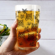 Custom Photo, Art Design, Summer, Pet Lovers, Playful, Photo - Pencil Sketch - Dark BG - Custom Photo White Pencil Sketch Art Toile De Jouy With Tropical Pattern - Personalized Beer Glass