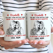 Mom - Daughters (Adult),Mom - Sons,Dad - Daughters (Adult),Dad - Sons,New Dad,New Mom,Love - Custom Photo Pencil Sketch Watching You Being A Mom - Personalized Mug