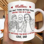 Mom - Daughters (Adult),Mom - Sons,Dad - Daughters (Adult),Dad - Sons,New Dad,New Mom,Love - Custom Photo Pencil Sketch Watching You Being A Mom - Personalized Mug