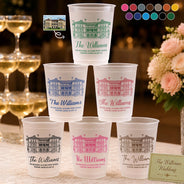 Custom Photo,Art Design,Gift For Couples,Top Market,Wedding,Romantic,Photo - Pencil Sketch - Remove BG - Custom Photo Pencil Sketch Wedding Venue Illustration - Personalized Frosted Cups