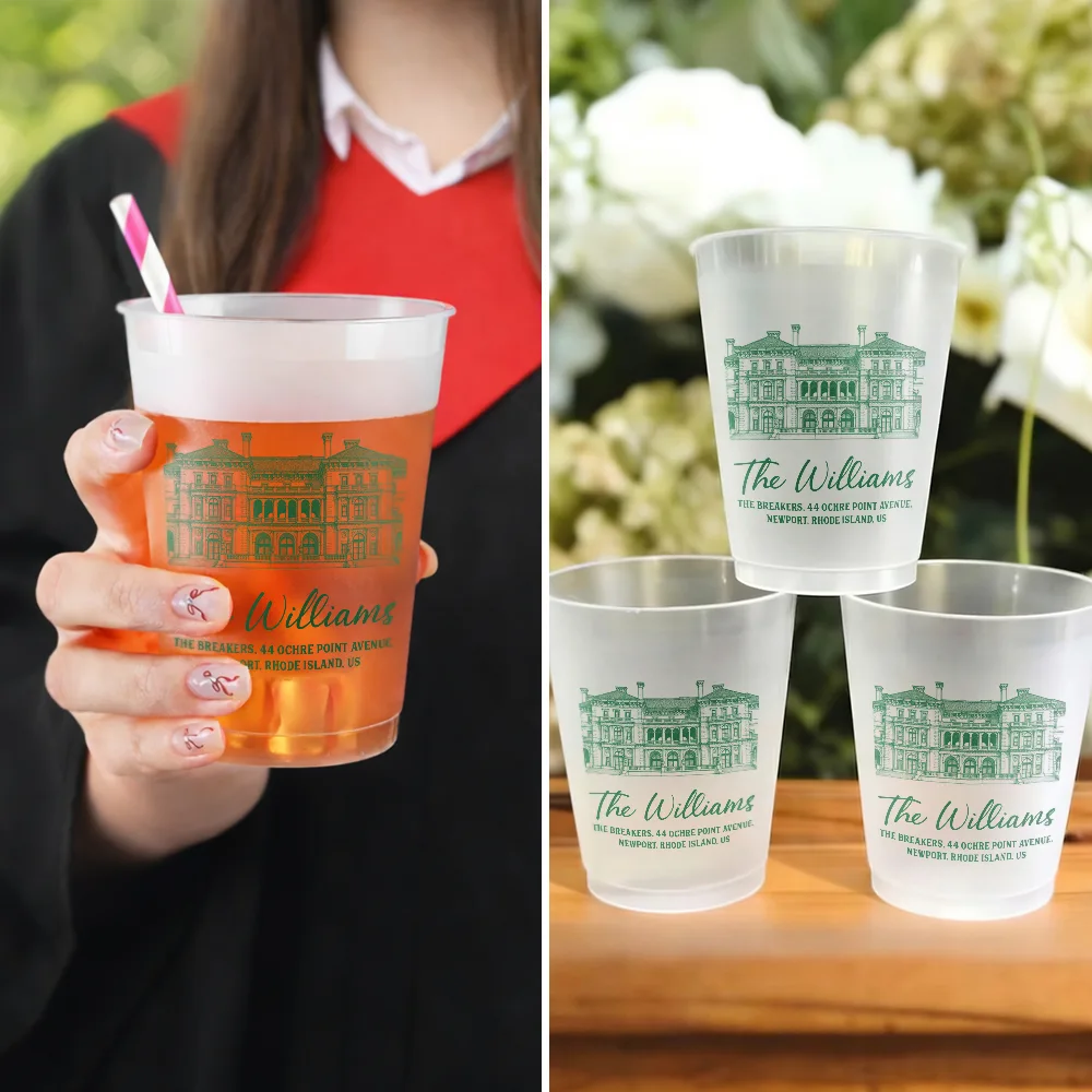 Custom Photo,Art Design,Gift For Couples,Top Market,Wedding,Romantic,Photo - Pencil Sketch - Remove BG - Custom Photo Pencil Sketch Wedding Venue Illustration - Personalized Frosted Cups