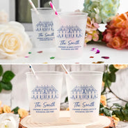Custom Photo,Art Design,Gift For Couples,Top Market,Wedding,Romantic,Photo - Pencil Sketch - Remove BG - Custom Photo Pencil Sketch Wedding Venue Illustration - Personalized Frosted Cups