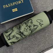 Custom Photo, Beach, Art Design, Summer, Pet Lovers, Playful, Photo - Pencil Sketch - Remove BG - Custom Photo Pencil Sketch Woman Man Dog Cat Funny Portrait - Personalized Luggage Handle Wrap