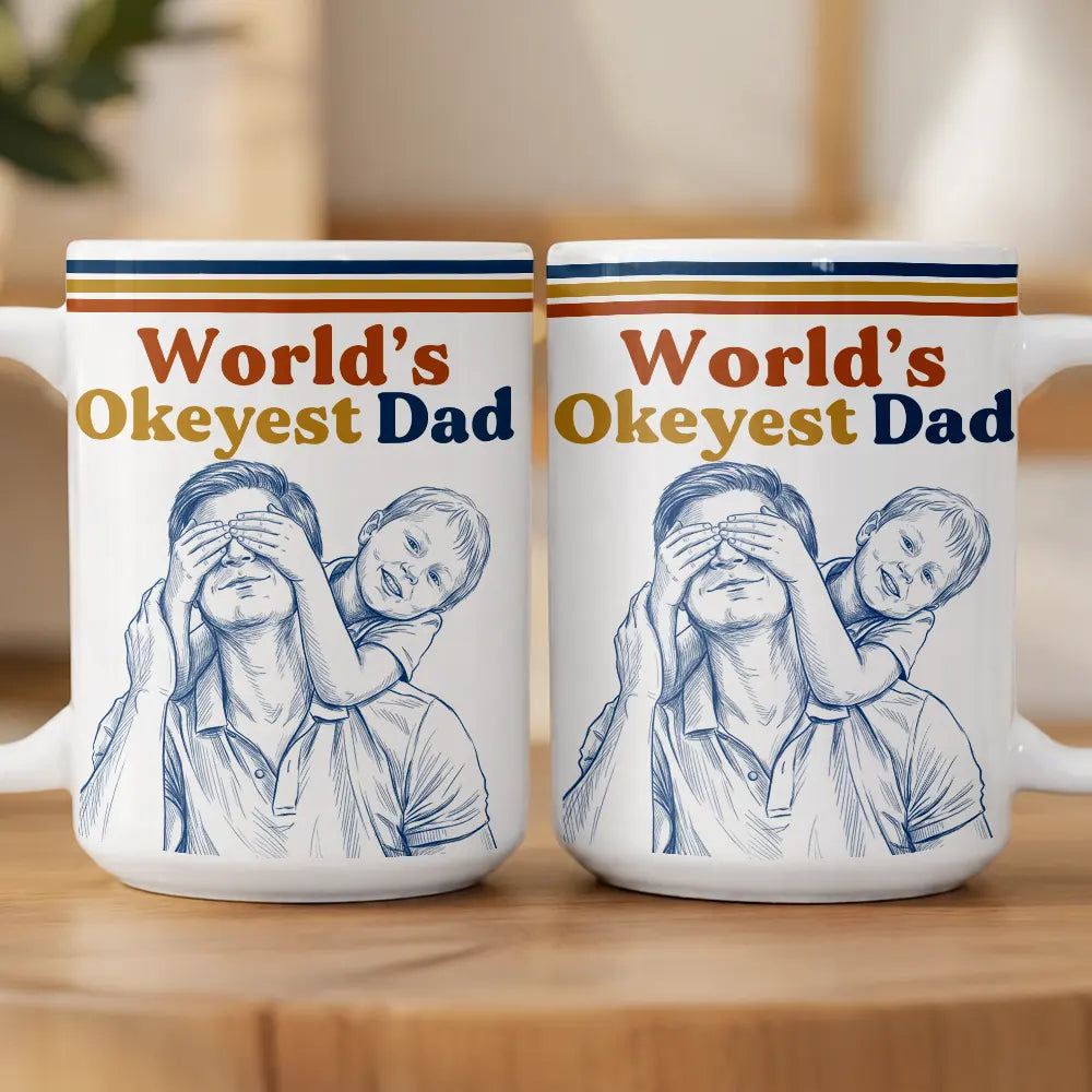 Gift For Father,Custom Photo,Art Design,Top Market,Proud,Photo - Pencil Sketch - Remove BG - Custom Photo Pencil Sketch World's Best Dad Retro - Personalized Mug